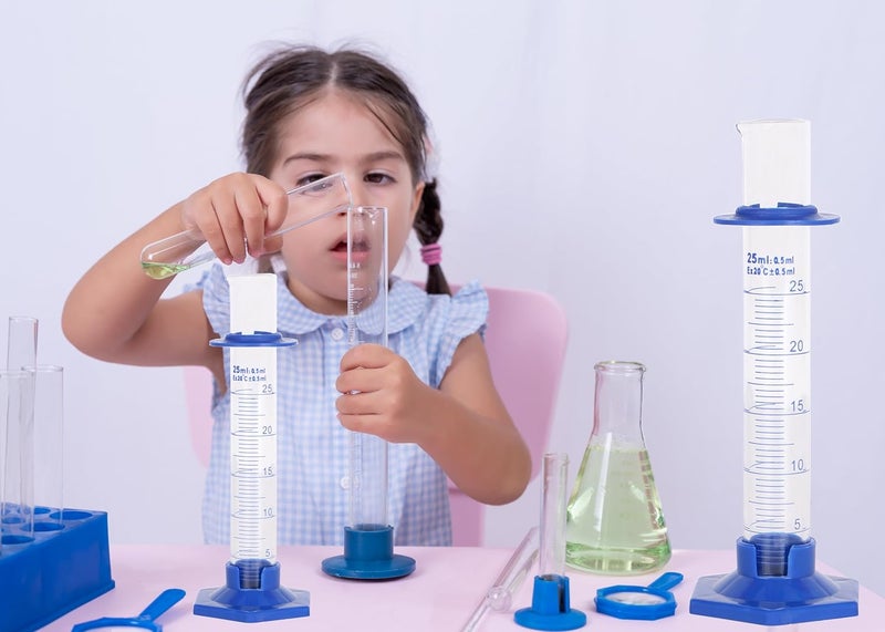 KIGITIK 2Pcs 25ml Graduated Cylinder, Thick Glass Measuring Cylinder, with Anti-Falling Plastic Base and Bumper Guards, for Science Laboratory Measuring Liquid, Bring 2 Brushes and 2 droppers - Image 5